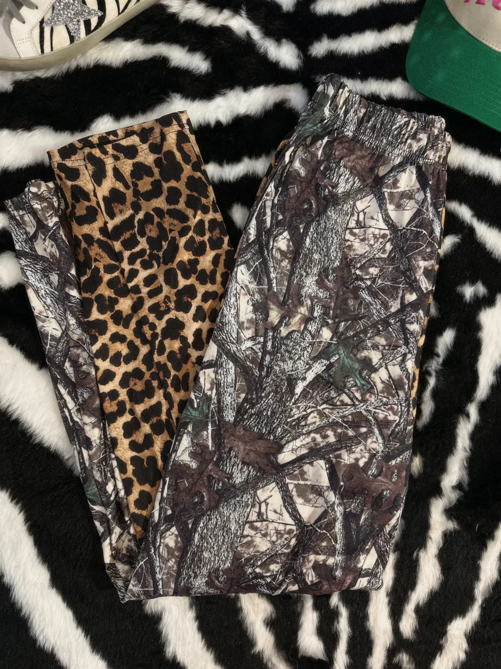 PRE-ORDER Double trouble pants in leopard + real tree camo