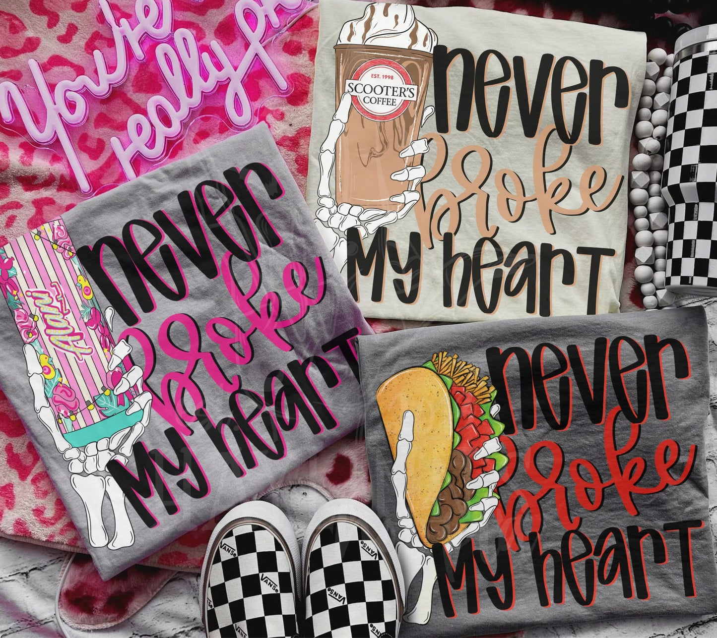 Never Broke My Heart Tee or Crewneck (DTF)
