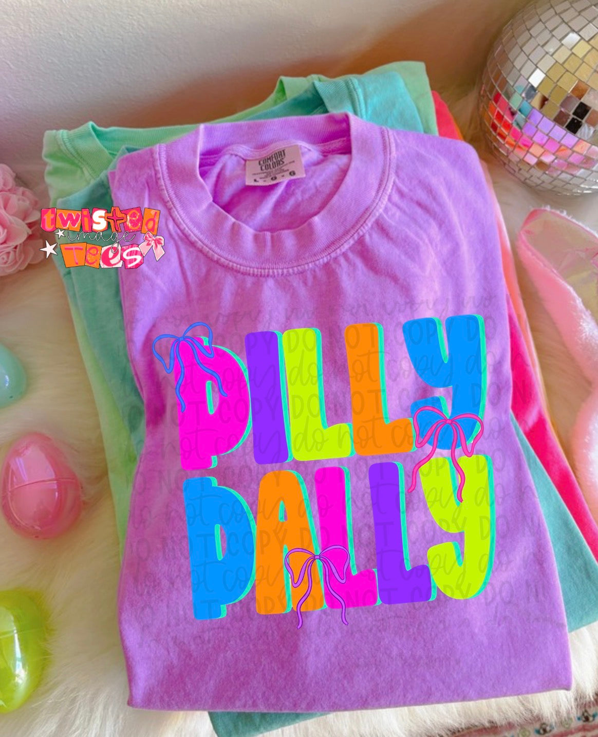 Dilly Dally Colorful Tee or Crewneck (DTF)