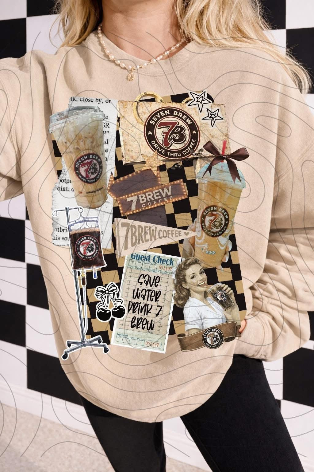 Coffee Collage Tee or Crewneck (DTF)