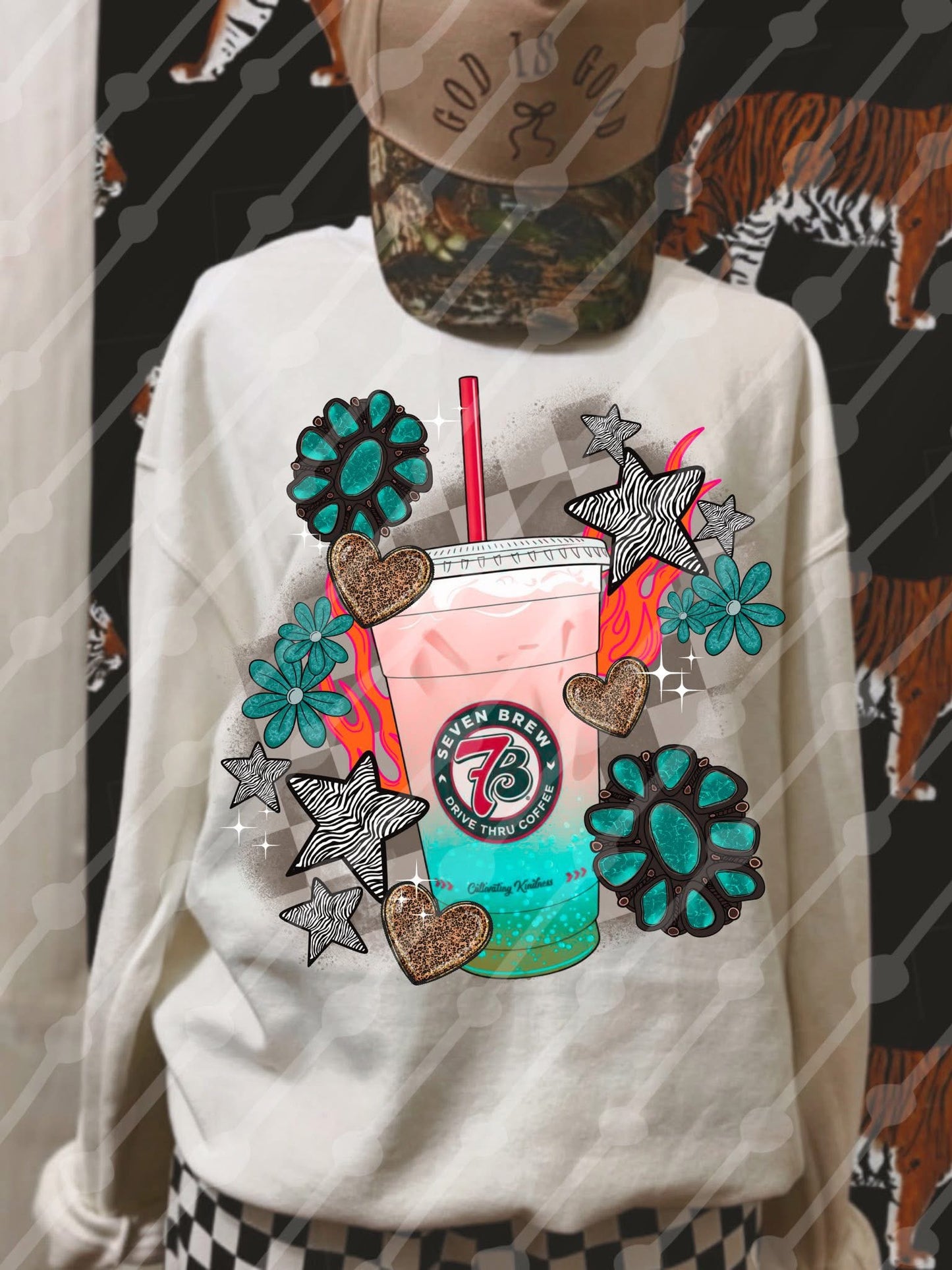 Turquoise Stone Drink Tee or Crewneck (DTF)