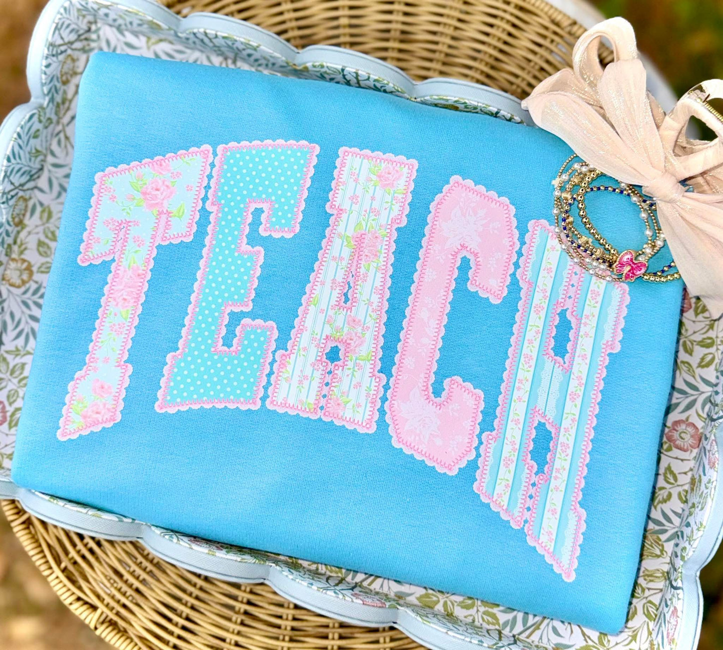 Teach Floral Lace Tee or Crewneck (DTF)