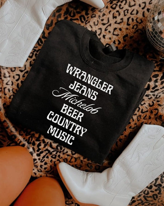 Jeans & Country Music Tee or Crewneck (DTF)