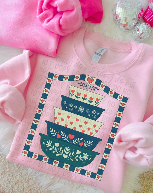 Vintage Dishes Tee or Crewneck (DTF)