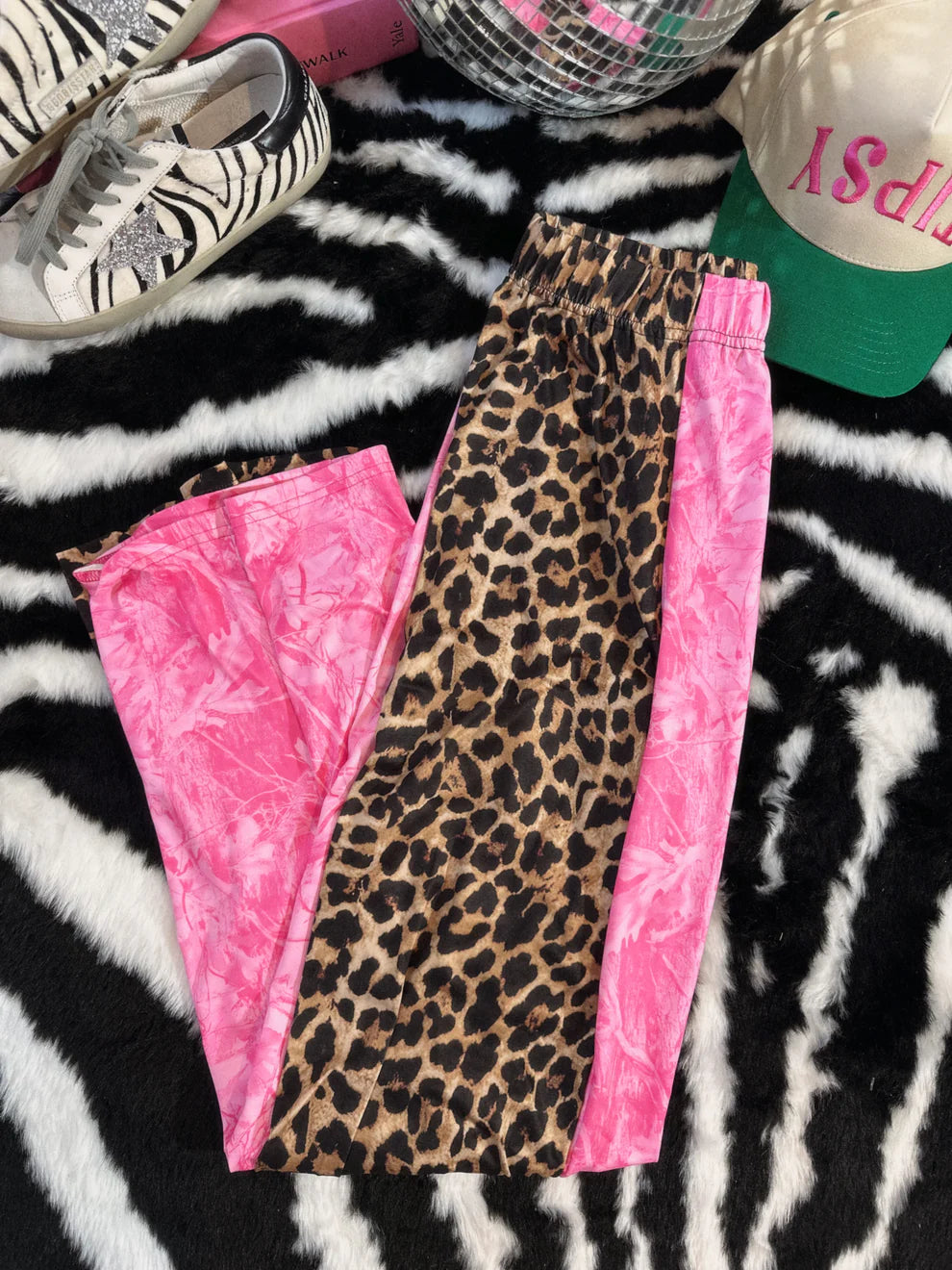 PRE-ORDER Double trouble pants in leopard + pink camo
