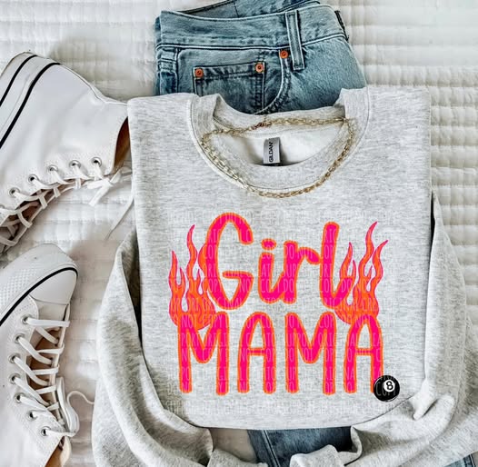 Girl Mama Pink & Orange Tee or Crewneck (DTF)