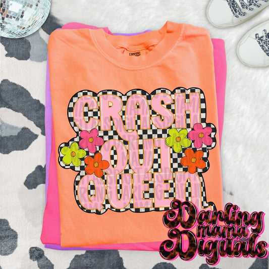 Checker Floral Crash Out Queen Tee or Crewneck (DTF)