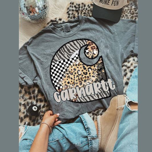 Checker Cheetah Zebra CH Tee or Crewneck (DTF)