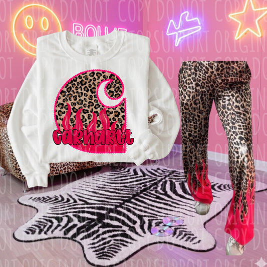Cheetah Pink Flames CH Tee or Crewneck (DTF)