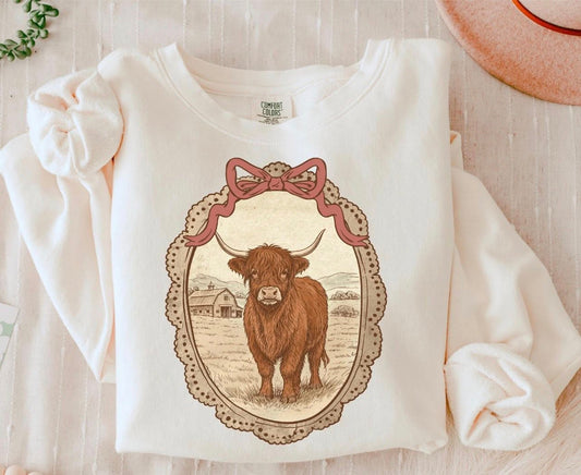 Vintage Cow Frame Tee or Crewneck (DTF)