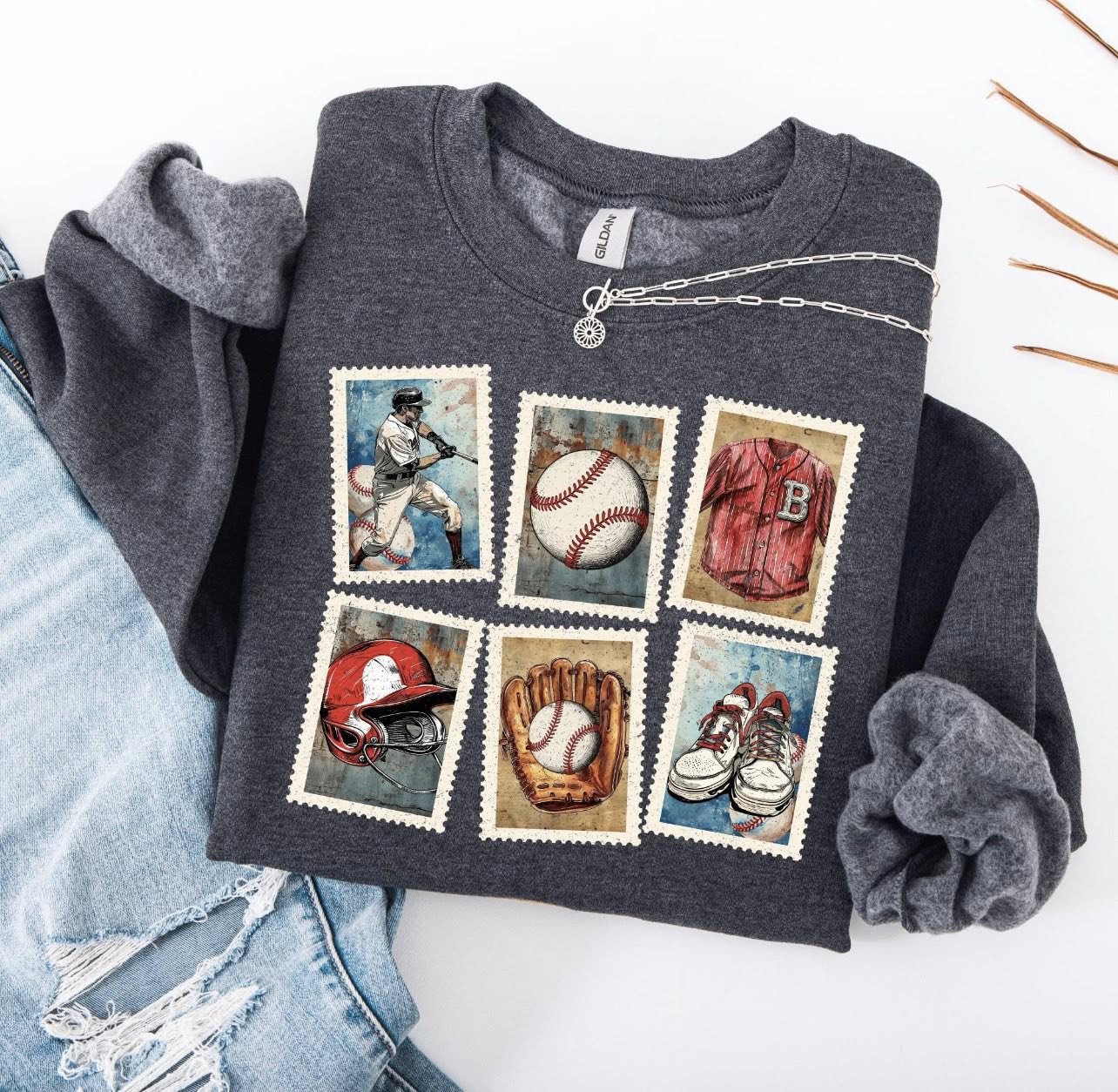Baseball Stamps Tee or Crewneck (DTF)
