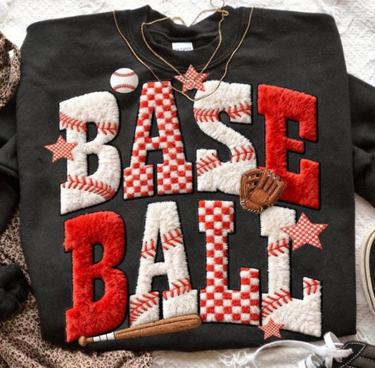 Baseball Faux Patch Tee or Crewneck (DTF)
