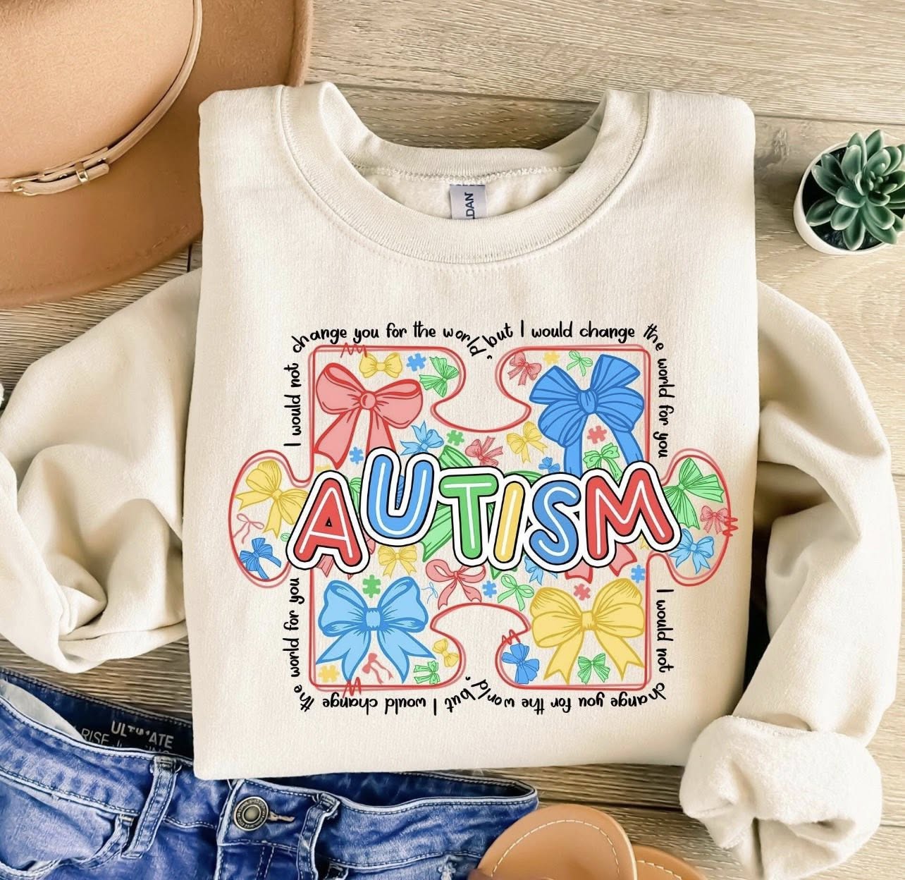 Autism Awareness Bows Tee or Crewneck (DTF)