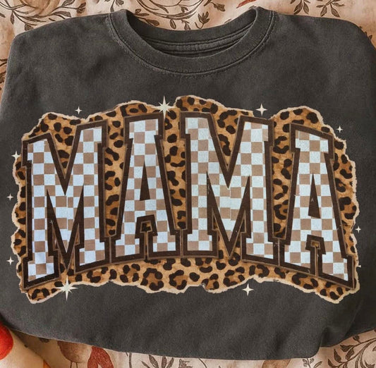 Cheetah Checker Mama Tee or Crewneck (DTF)