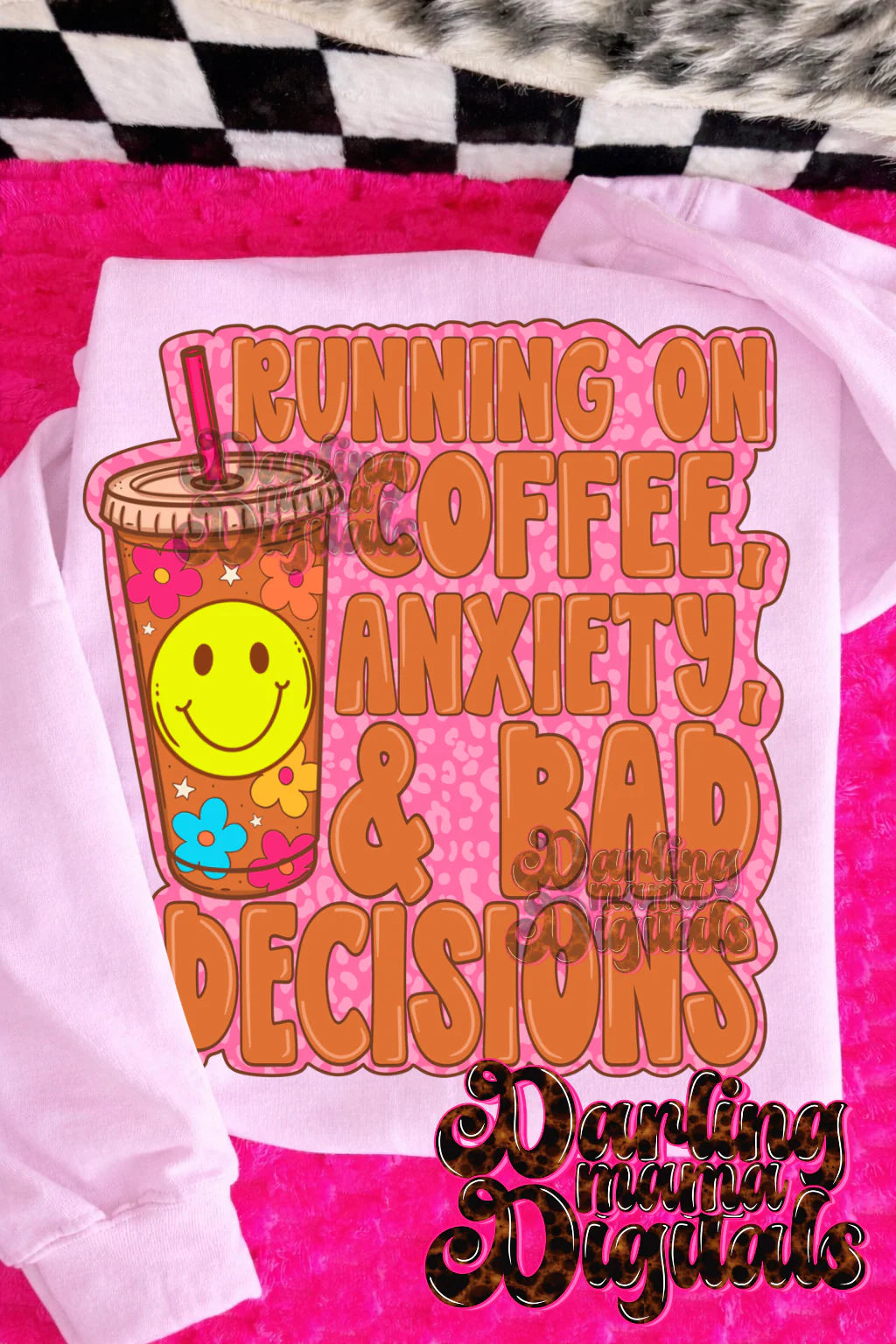 Running on Coffee, Anxiety, & Bad Decisions Tee or Crewneck (DTF)