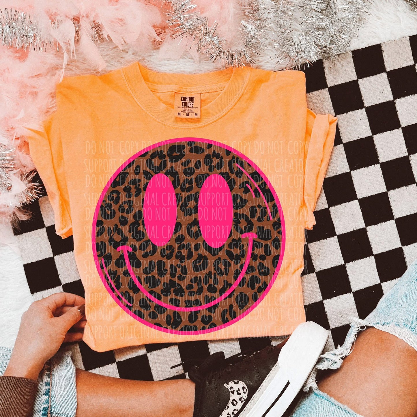 Cheetah Pink Smiley Tee or Crewneck (DTF)