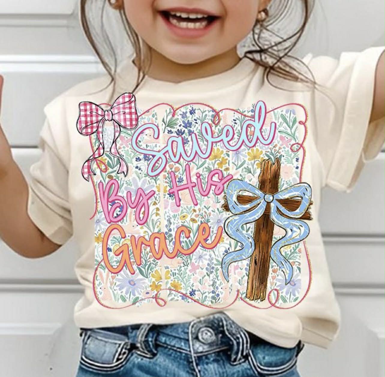 Kids Saved by His Grace Tee or Crewneck