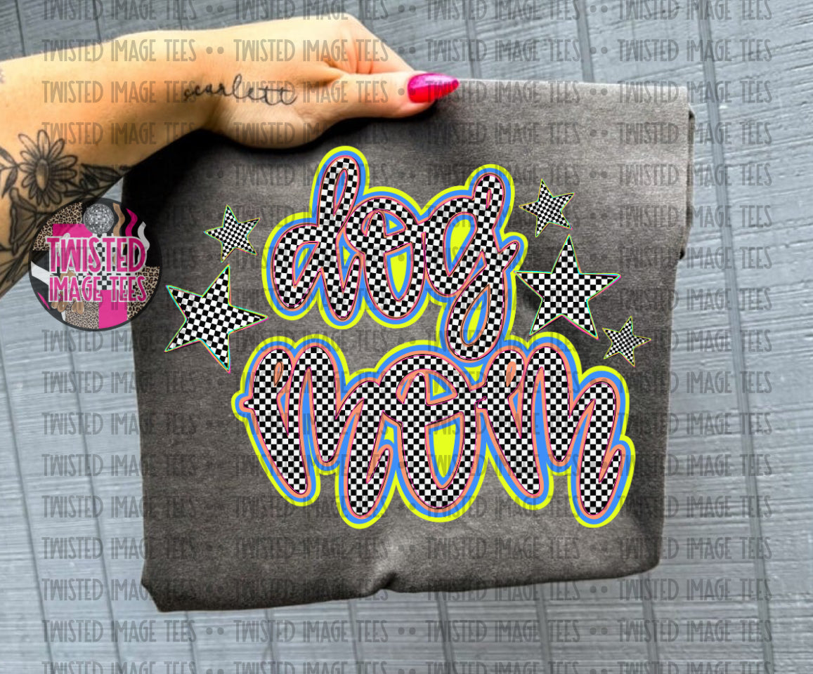 Neon Checker Dog Mom (DTF)
