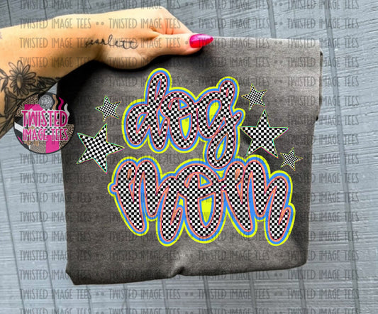 Neon Checker Dog Mom (DTF)
