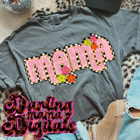 Checker Floral Mama Tee or Crewneck (DTF)