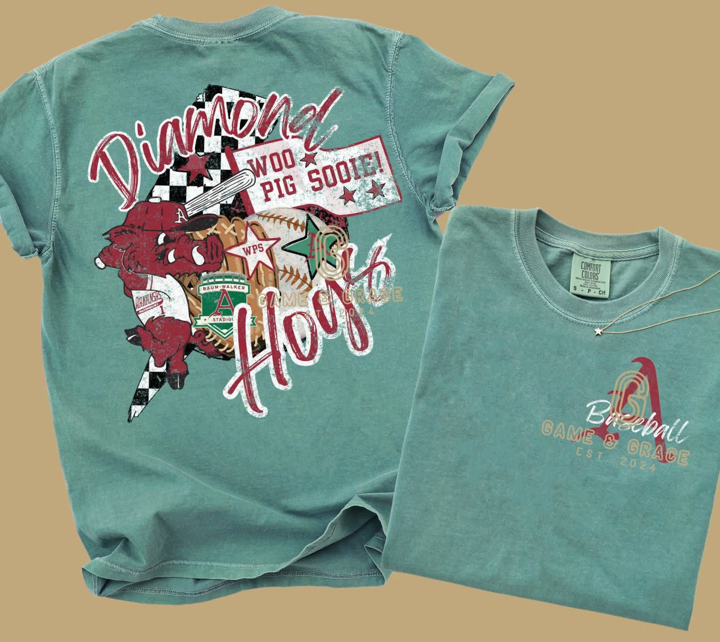 Diamond Hgs Baseball Front & Back Tee or Crewneck (DTF)