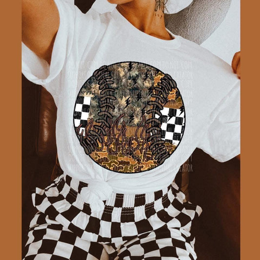 Camo Checker Baseball/Softball Tee or Crewneck (DTF)