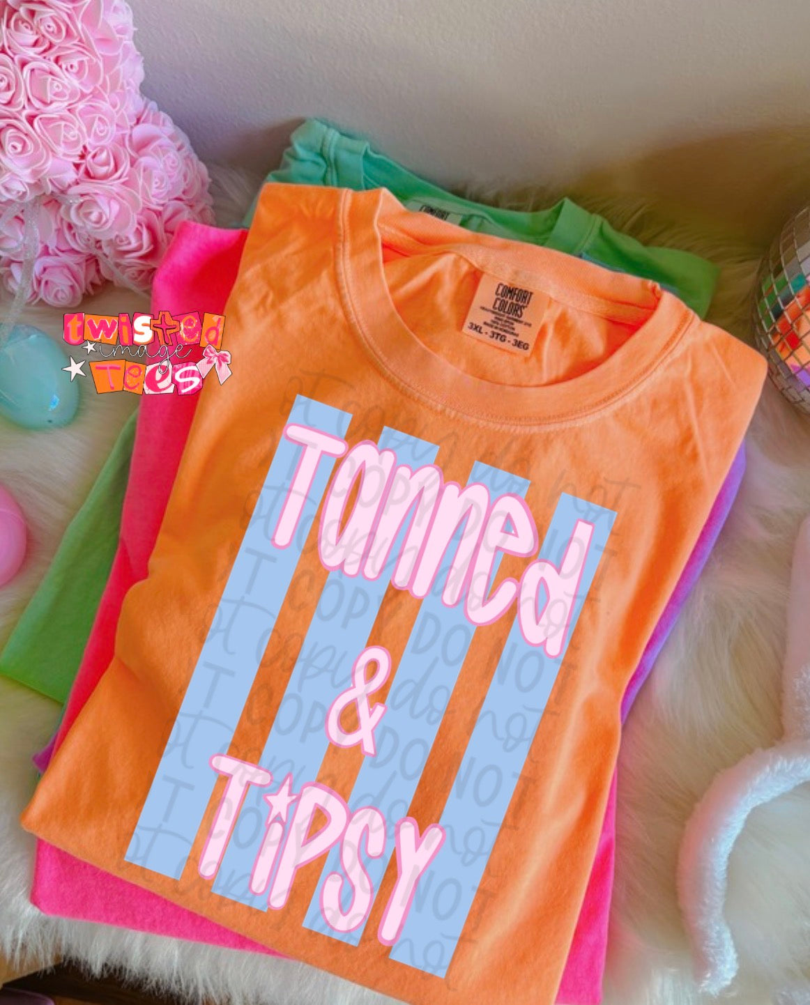 Tanned & Tipsy Stripes Tee or Crewneck (DTF)