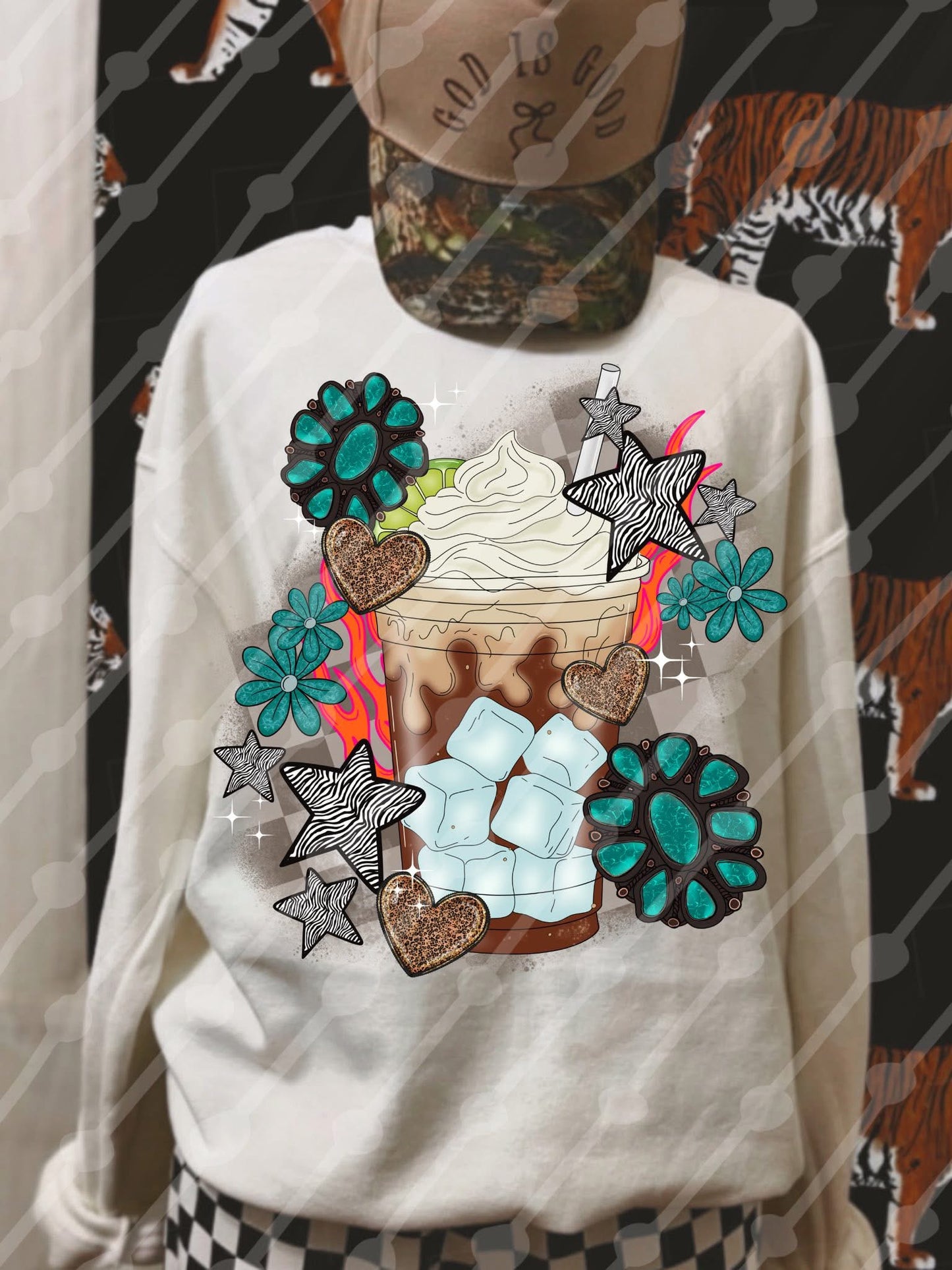 Turquoise Stone Iced Coffee Tee or Crewneck (DTF)