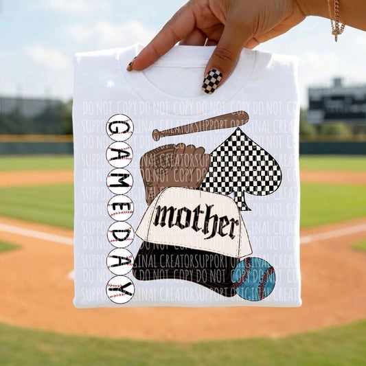 Baseball Mother Game Day Collage Tee or Crewneck (DTF)