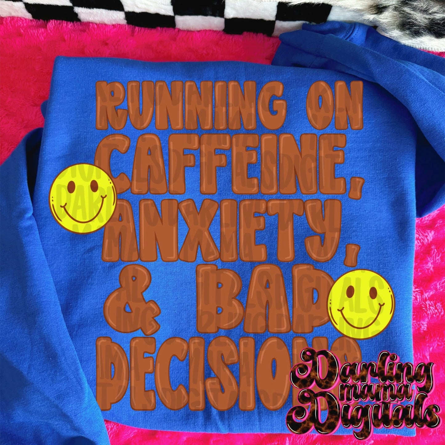 Brown Running on Coffee, Anxiety, & Bad Decisions Tee or Crewneck (DTF)