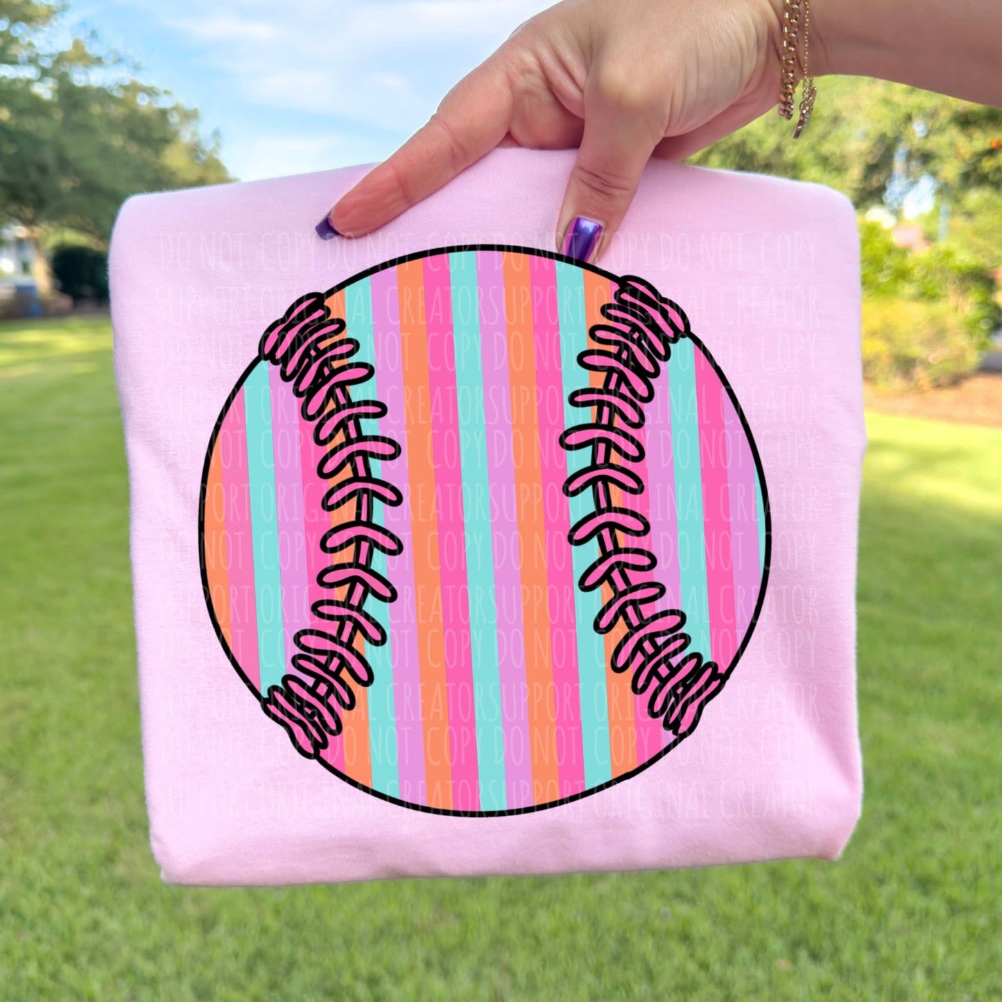 Summer Stripes Baseball/Softball Tee or Crewneck (DTF)