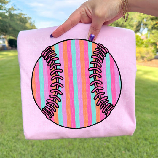 Summer Stripes Baseball/Softball Tee or Crewneck (DTF)