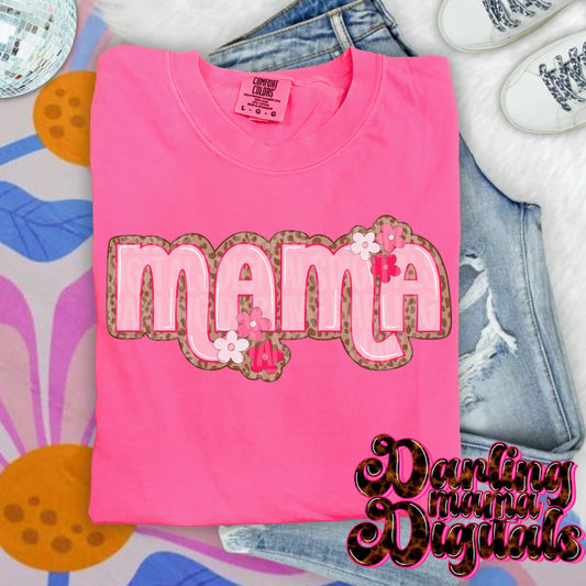 Cheetah Floral Mama Tee or Crewneck (DTF)