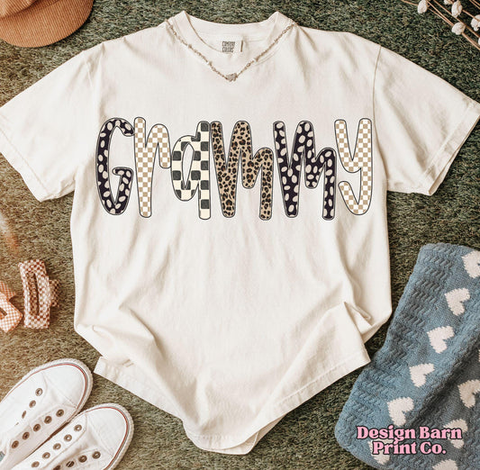 Grammy Polka Dot Cheetah Checker Tee or Crewneck (DTF)