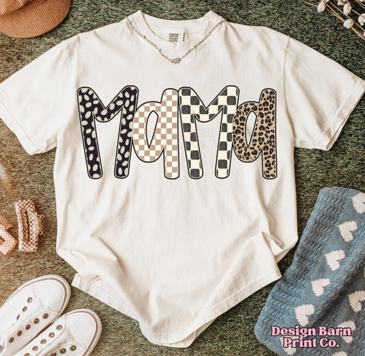 Mama Polka Dot Cheetah Checker Tee or Crewneck (DTF)