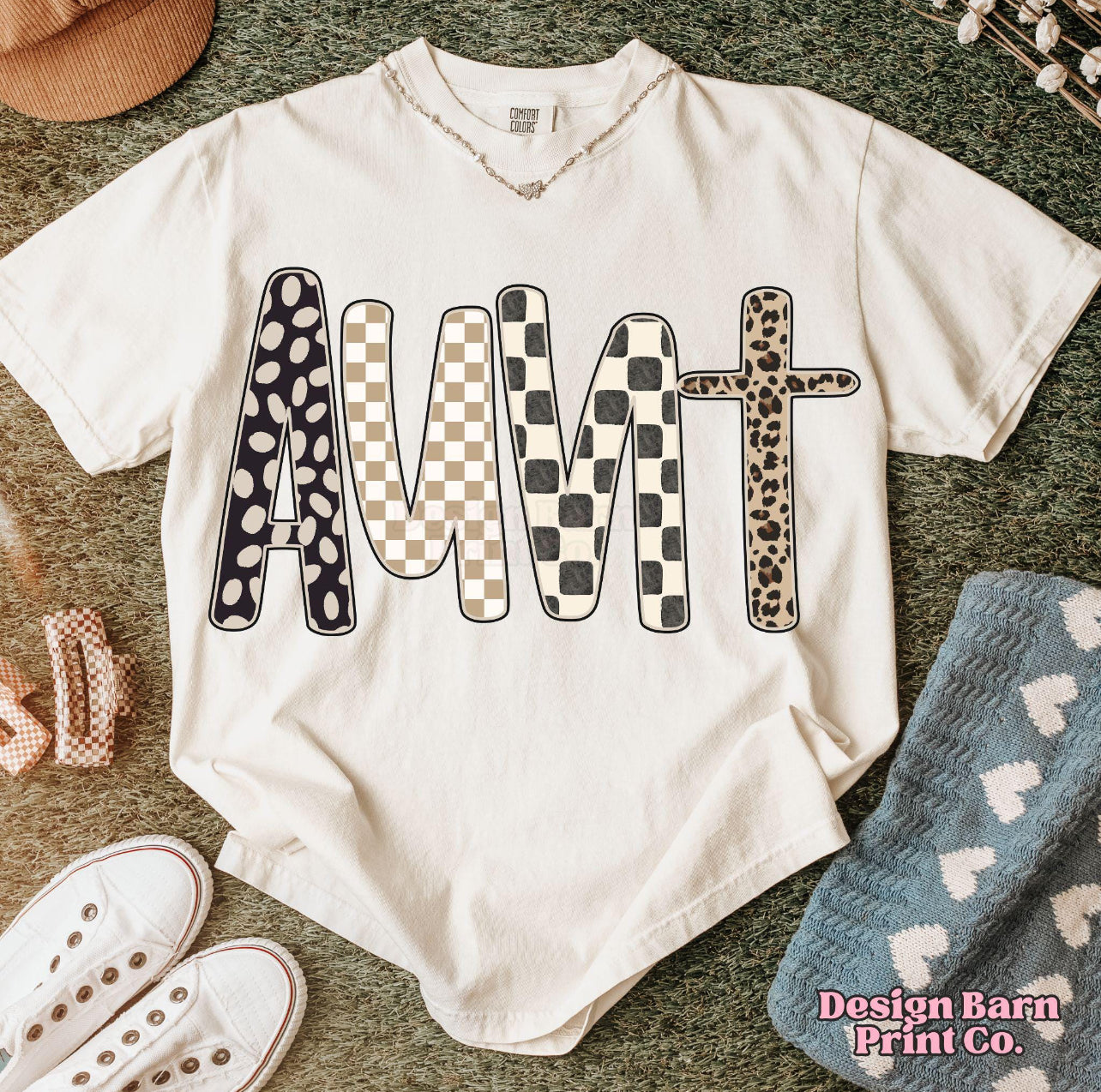 Aunt Polka Dot Cheetah Checker Tee or Crewneck (DTF)