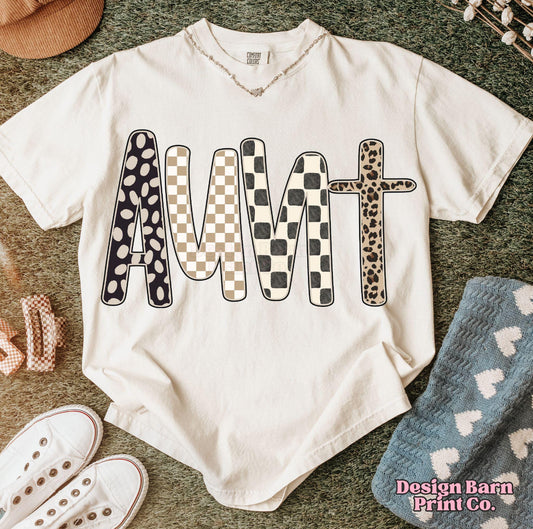 Aunt Polka Dot Cheetah Checker Tee or Crewneck (DTF)
