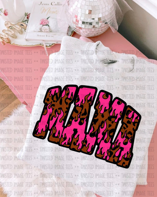Cheetah Flame Mama Tee or Crewneck (DTF)