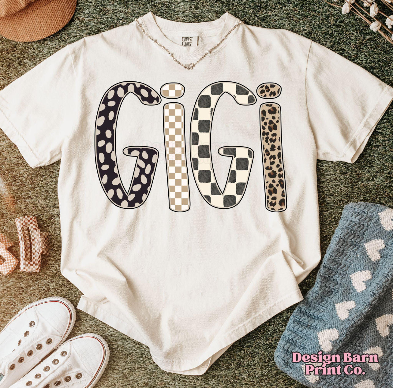 GiGi Polka Dot Cheetah Checker Tee or Crewneck (DTF)