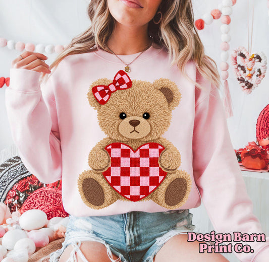 Faux Yarn Valentine’s Bear Tee or Crewneck (DTF)