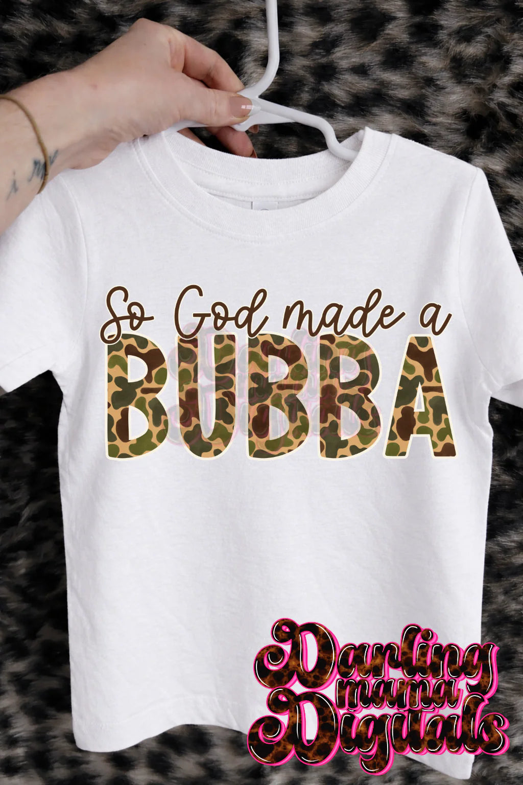 Kids Camo So God Made a Bubba Tee or Crewneck
