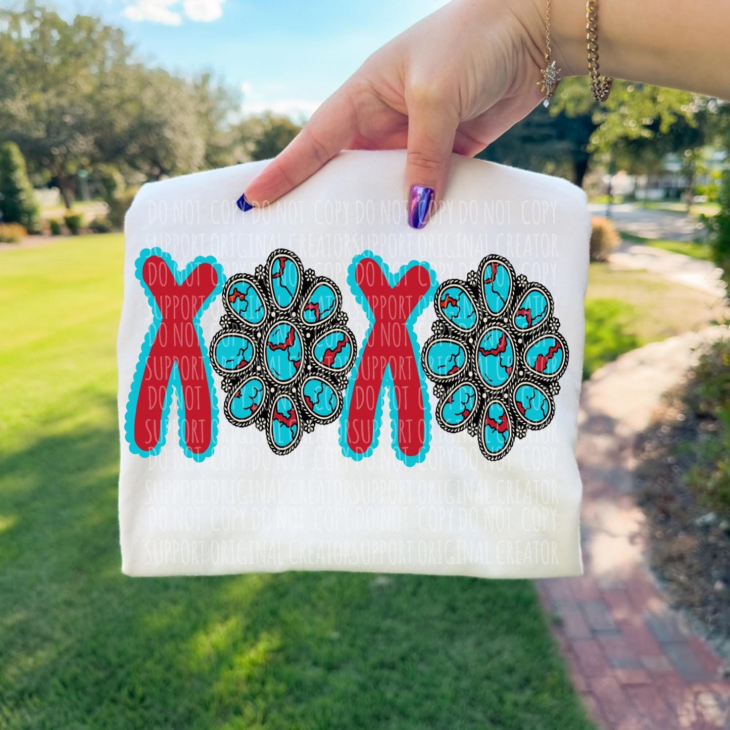 XOXO Turquoise Tee or Crewneck (DTF)