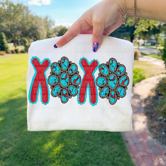 XOXO Turquoise Tee or Crewneck (DTF)