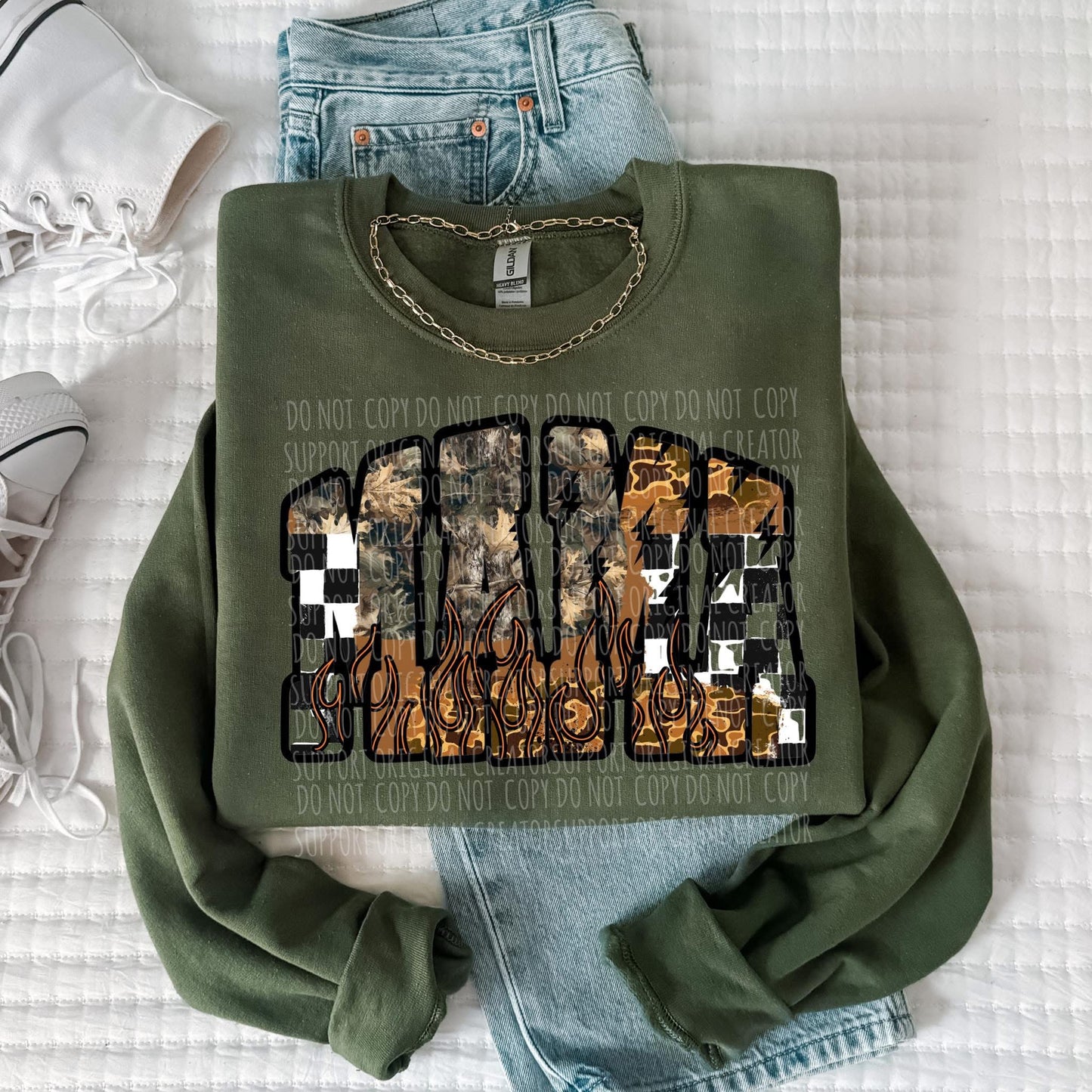 Mama Camo Checker Tee or Crewneck (DTF)