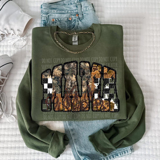 Mama Camo Checker Tee or Crewneck (DTF)
