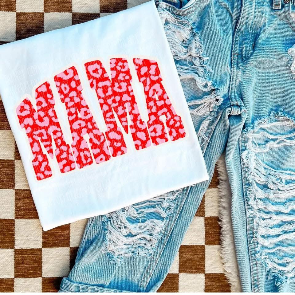 Red & Pink Cheetah Mama Tee or Crewneck (DTF)