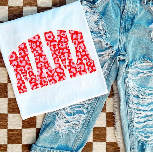 Red & Pink Cheetah Mama Tee or Crewneck (DTF)