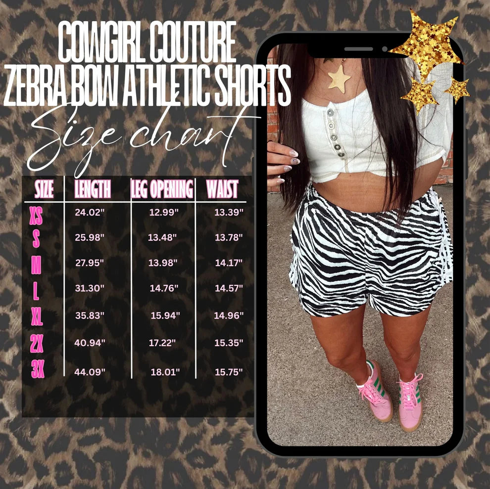 PRE-ORDER Zebra side stripe bow detailed athletic shorts