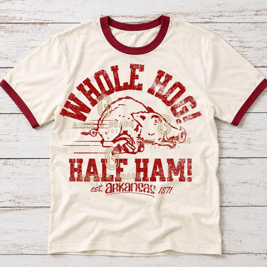 Vintage Whole Hog Half Ham Arkansas Tee or Crewneck (DTF)