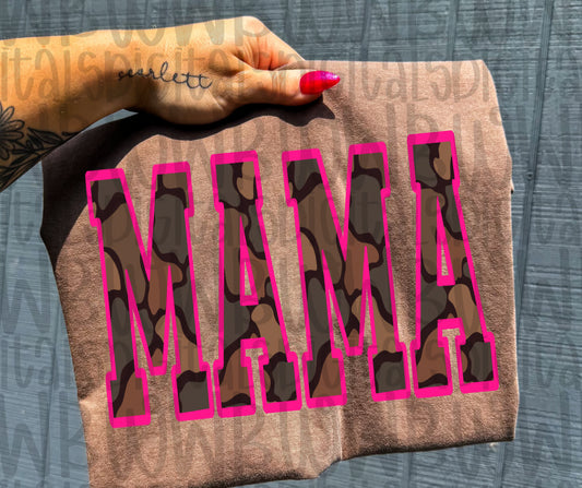Mama Camo Pink Outline Tee or Crewneck (DTF)